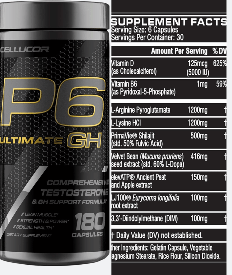 Elevate Your Game: Cellucor P6 GH Test Booster, 180 Capsules